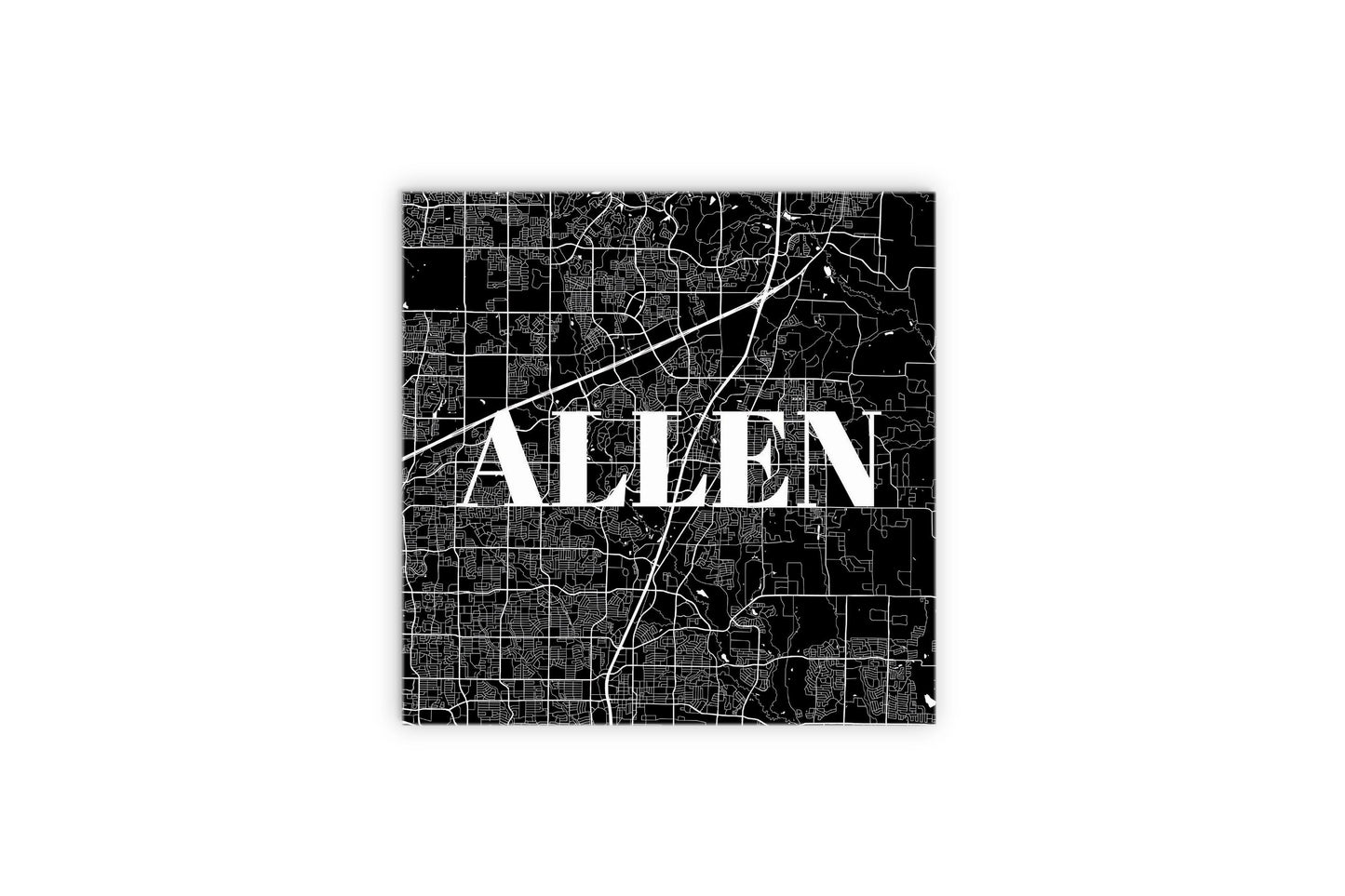 Minimalistic B&W Texas Allen Map | Wood Sign | Eaches | Min 2