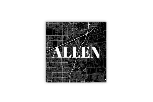 Minimalistic B&W Texas Allen Map | Wood Sign | Eaches | Min 2