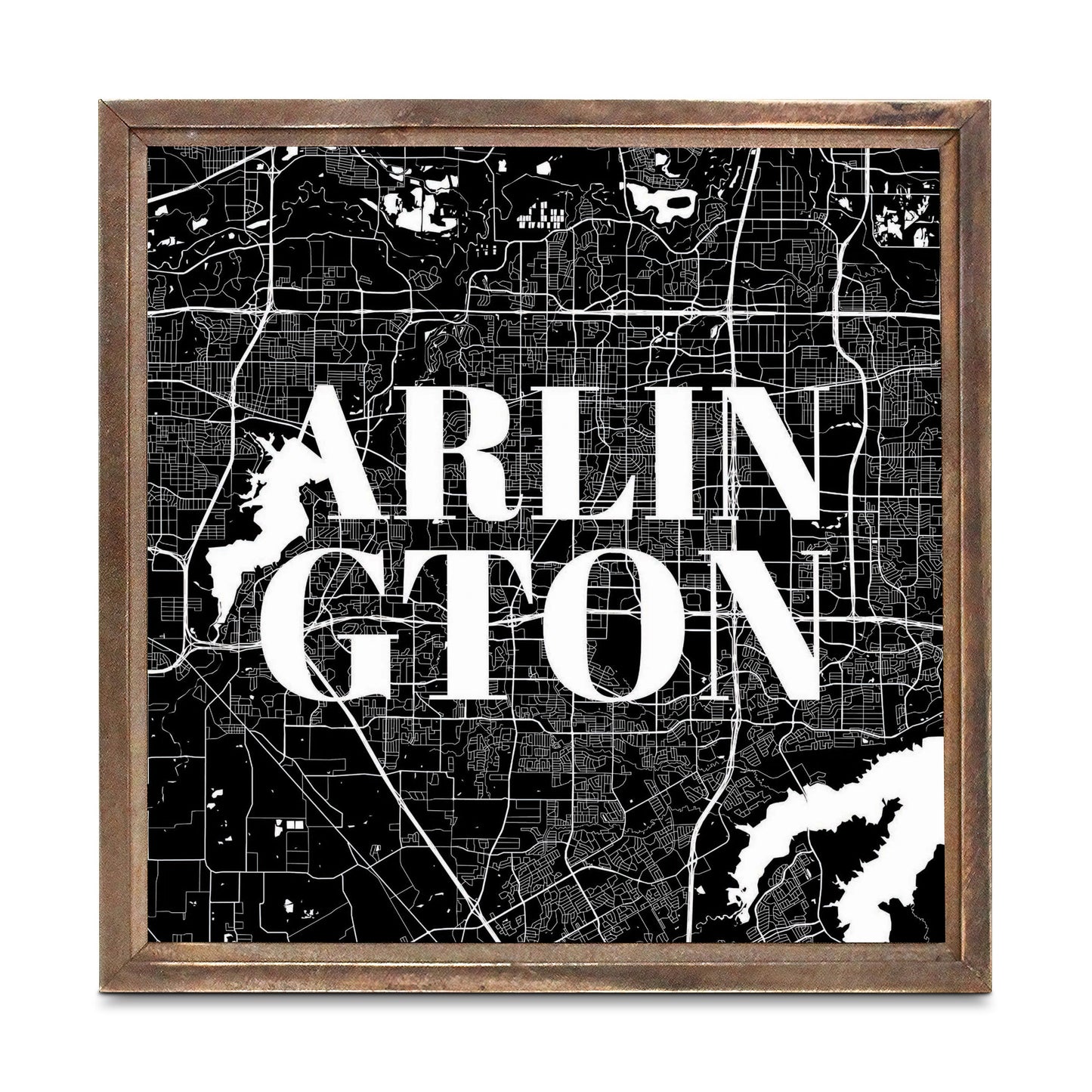 Minimalistic B&W Texas Arlington Map | Wood Sign | Eaches | Min 1