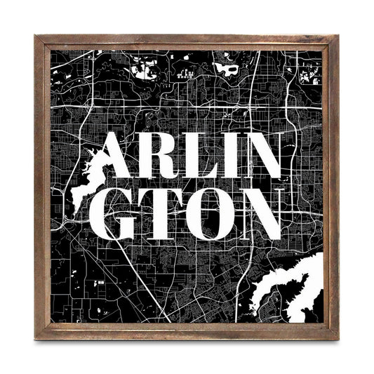 Minimalistic B&W Texas Arlington Map | Wood Sign | Eaches | Min 1