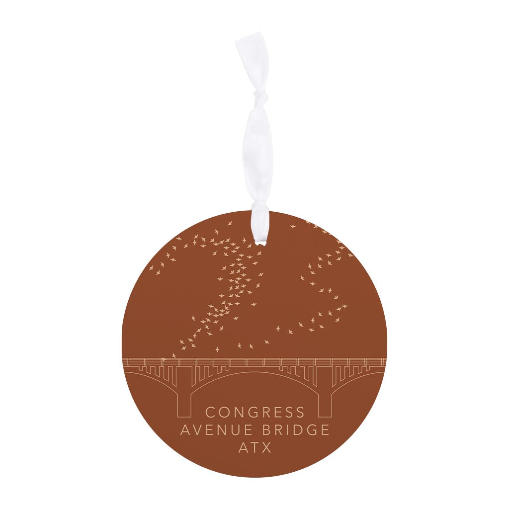 Modern Minimalist Texas Austin Congress Bridge | Wood Ornament | Eaches | Min 6