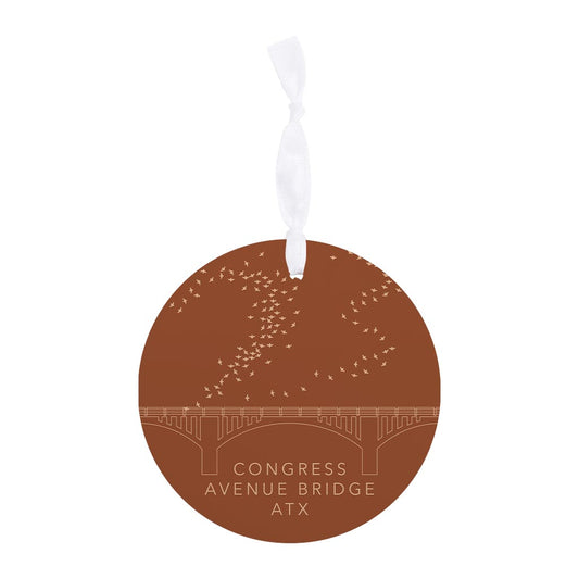 Modern Minimalist Texas Austin Congress Bridge | Wood Ornament | Eaches | Min 6