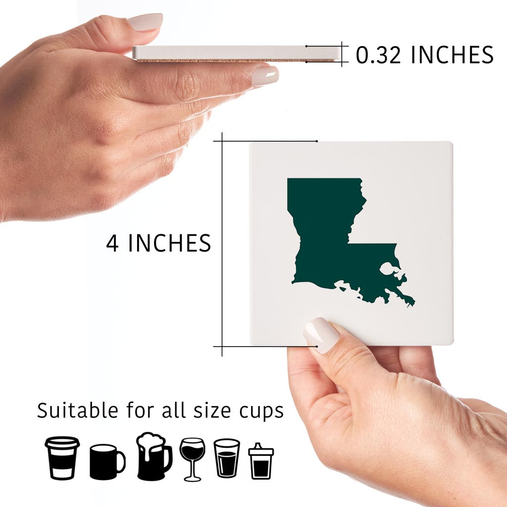 Blue White Louisiana State Shape| Absorbent Coasters | Set of 4 | Min 2