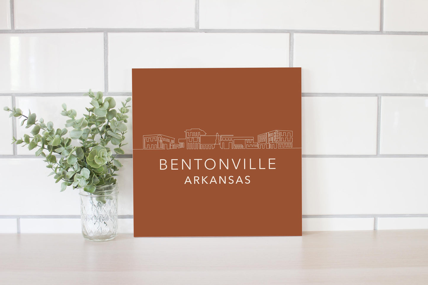 Modern Minimalist Arkansas Bentonville Skyline State | Wood Sign | Eaches | Min 2