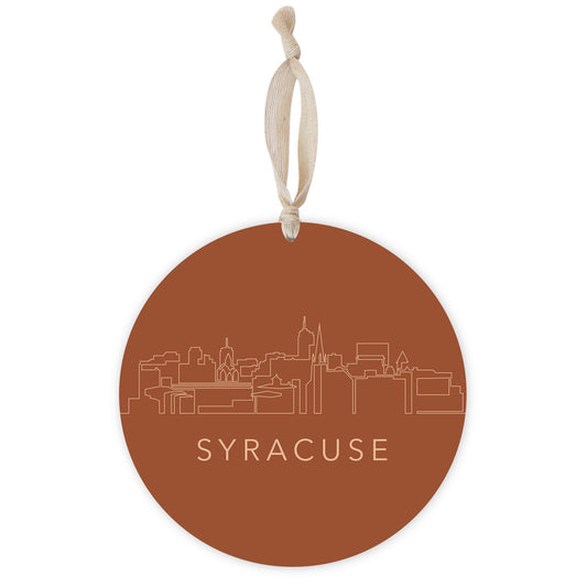 Modern Minimalist New York Syracuse Skyline | Wood Ornament | Eaches | Min 1