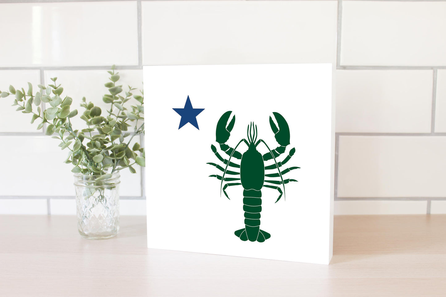 New England Star And Lobster | Wood Block | Eaches | Min 2