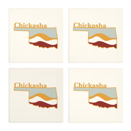 Modern Minimalist Oklahoma State Chickasha | Absorbent Coasters | Set of 4 | Min 2