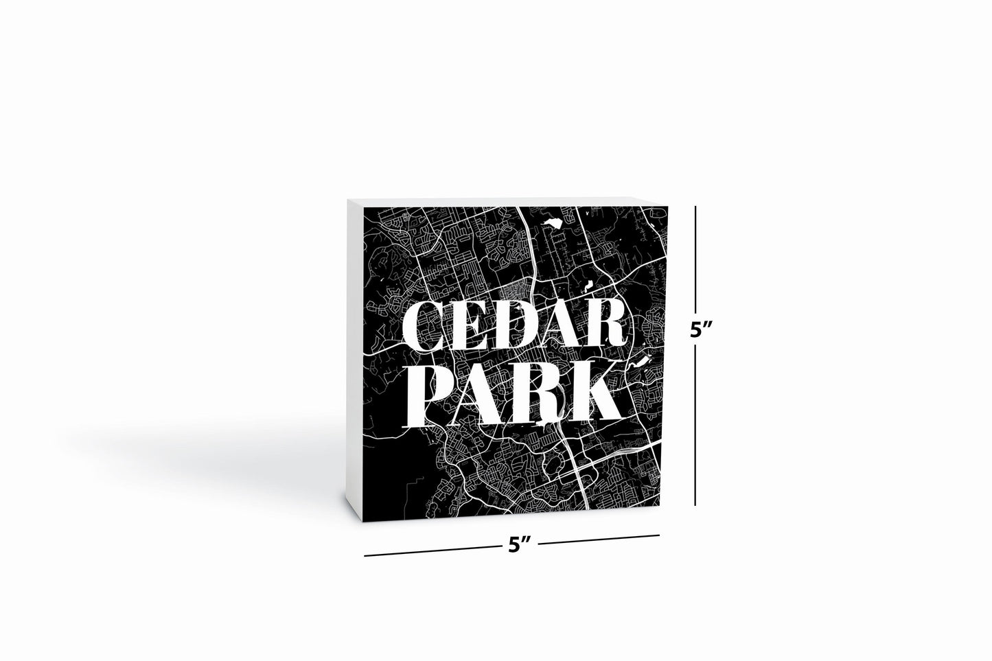 Minimalistic B&W Texas Cedar Park Map| Wood Block | Eaches | Min 4