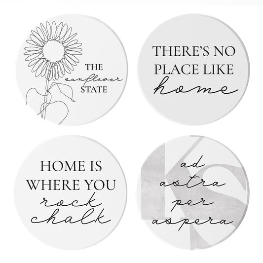 Minimalist B&W Kansas Quotes | Absorbent Coasters | Set of 4 | Min 2