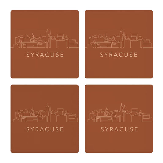 Modern Minimalist New York Syracuse Skyline | Absorbent Coasters | Set of 4 | Min 2