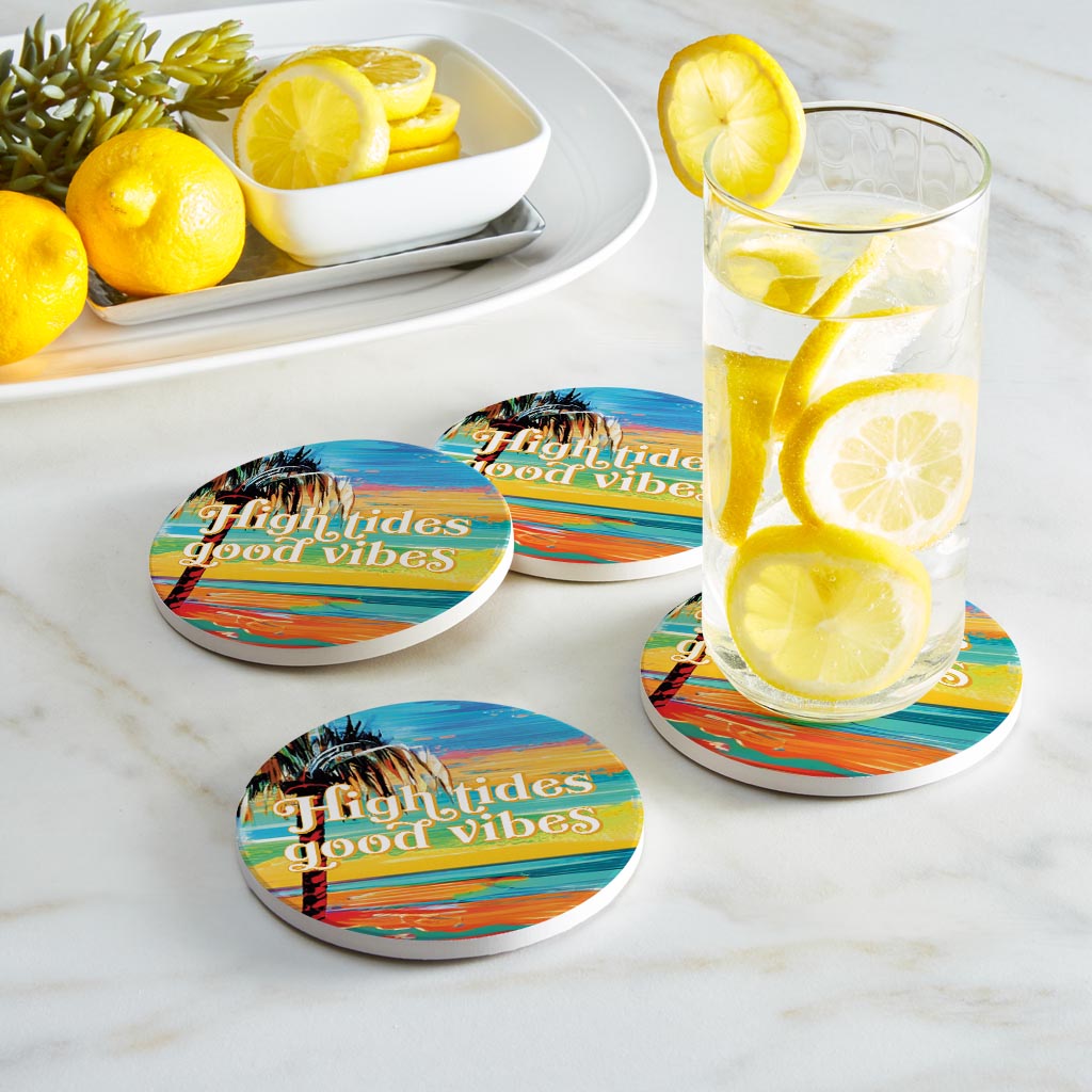 High Tides Good Vibes | Absorbent Coasters | Set of 4 | Min 2