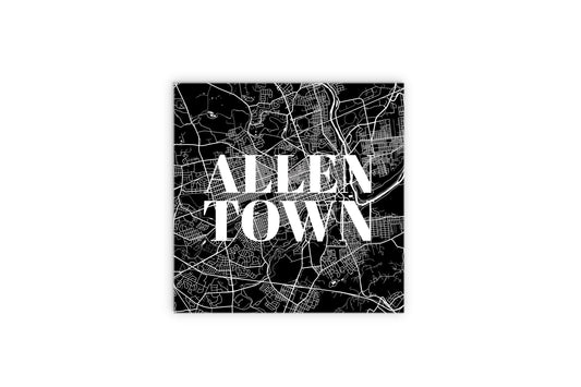 Minimalistic B&W Pennsylvania Allentown Map | Wood Sign | Eaches | Min 2