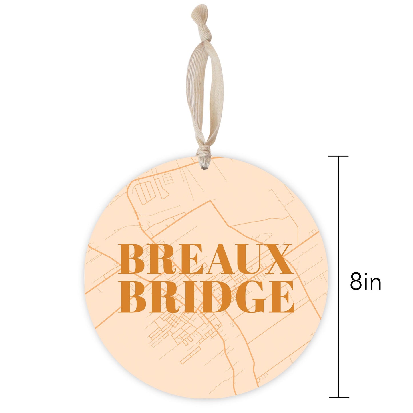 Modern Minimalist Louisiana Breaux Bridge Map | Wood Ornament | Eaches | Min 1