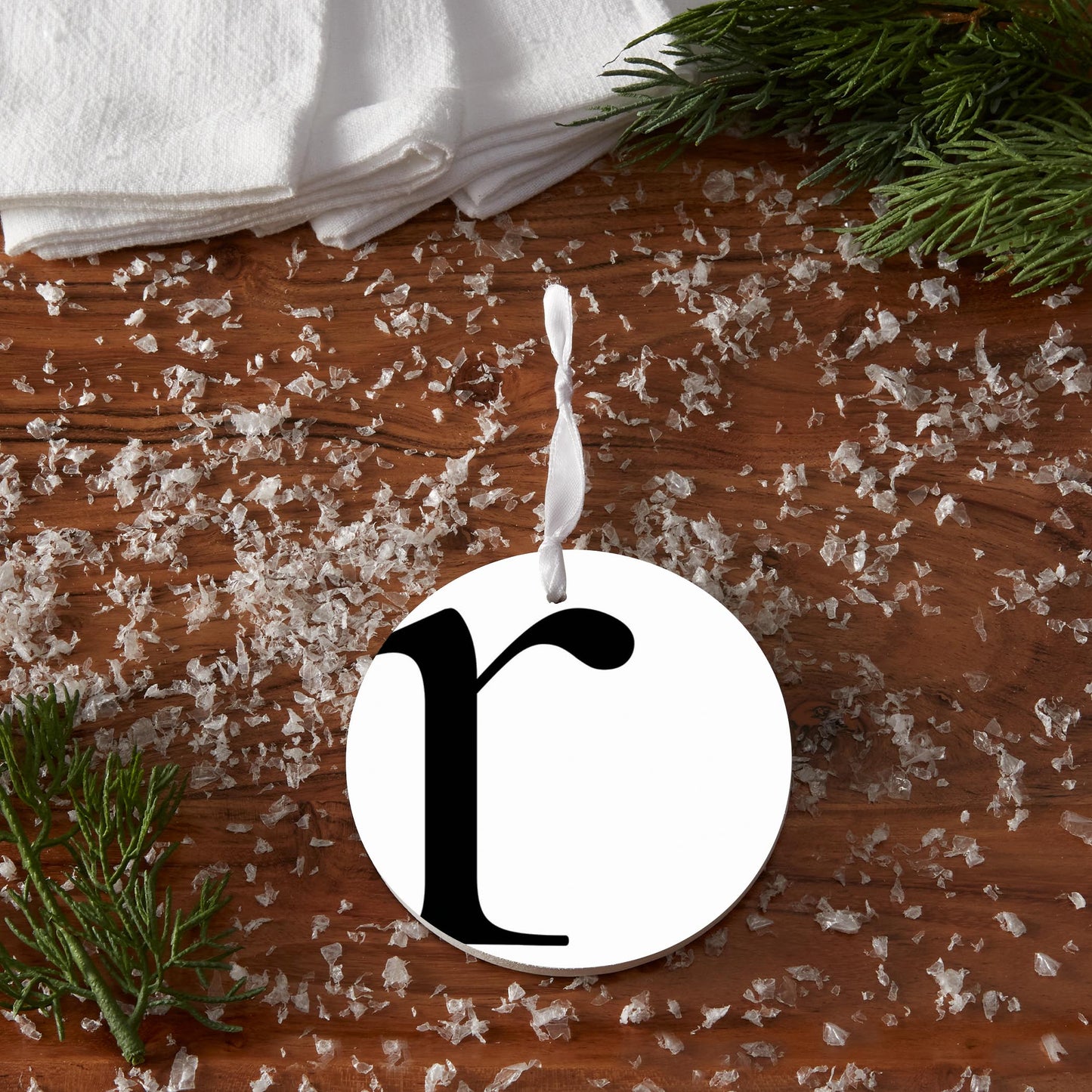 Minimalist Monogram R Circle| Wood Ornament | Eaches | Min 6