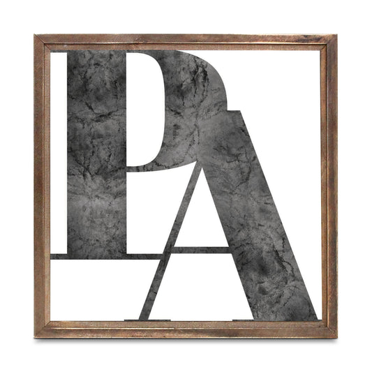 Minimalistic B&W Pennsylvania White Initials | Wood Sign | Eaches | Min 1