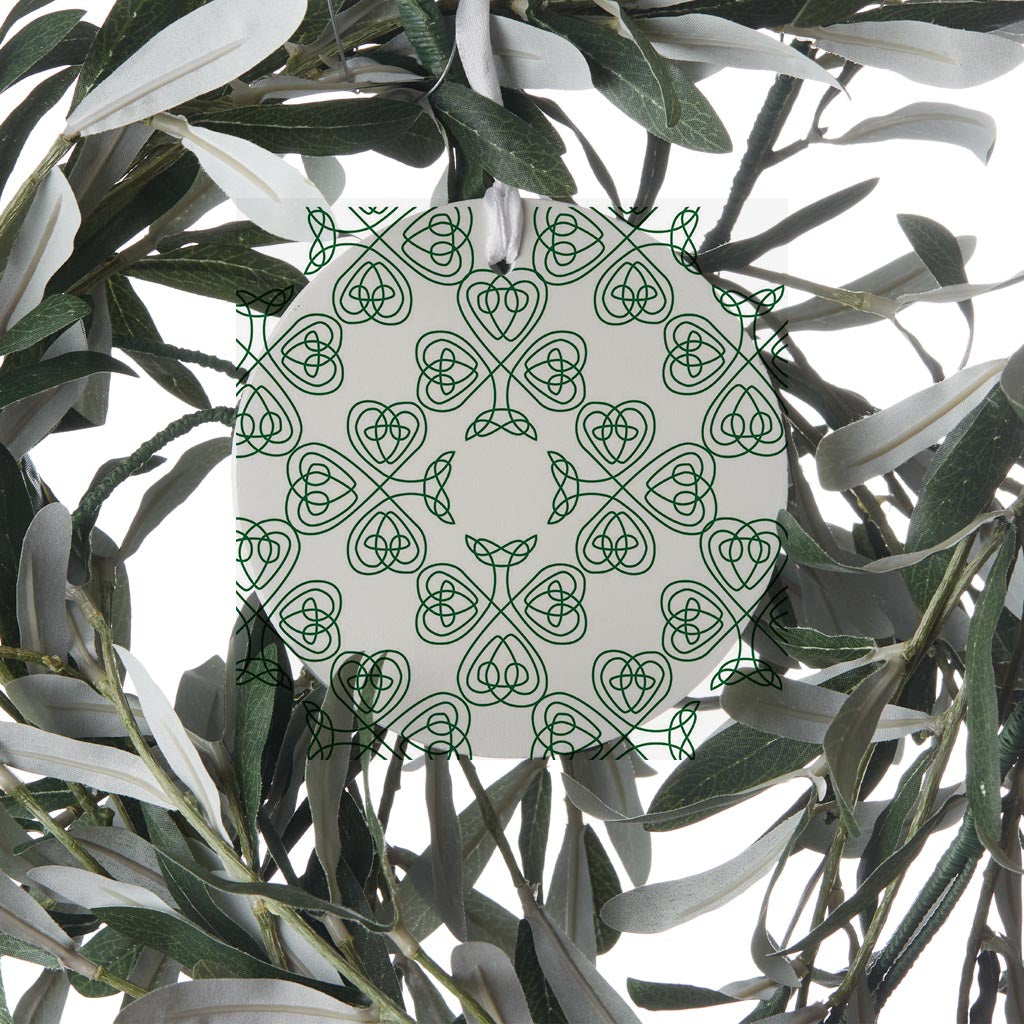 White Green Shamrock Pattern| Wood Ornament | Eaches | Min 6