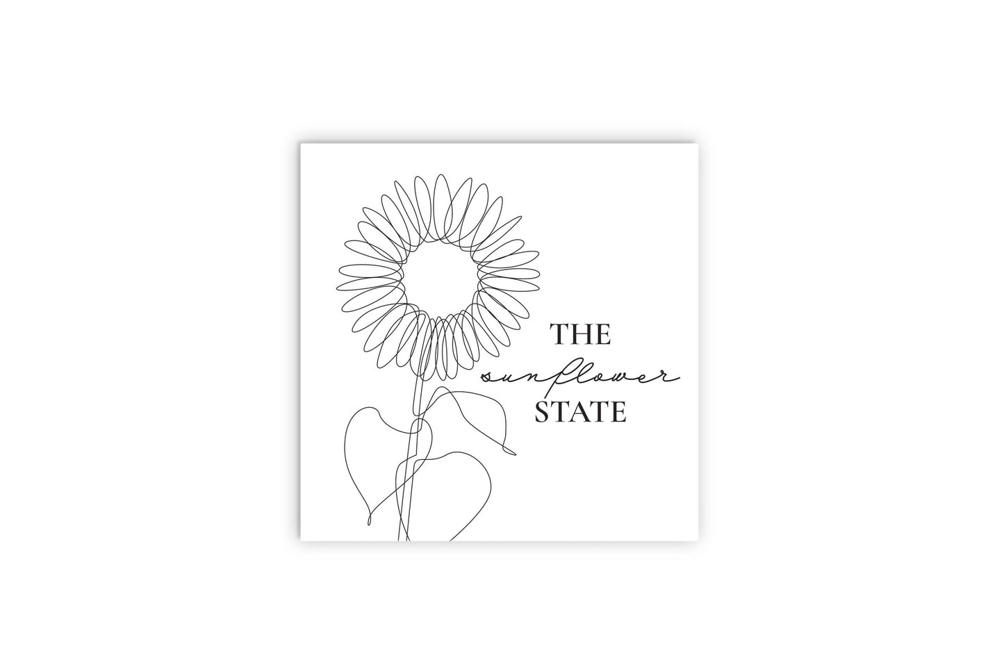 Minimalist B&W Kansas Sunflower Line Drawing | Wood Sign | Eaches | Min 2