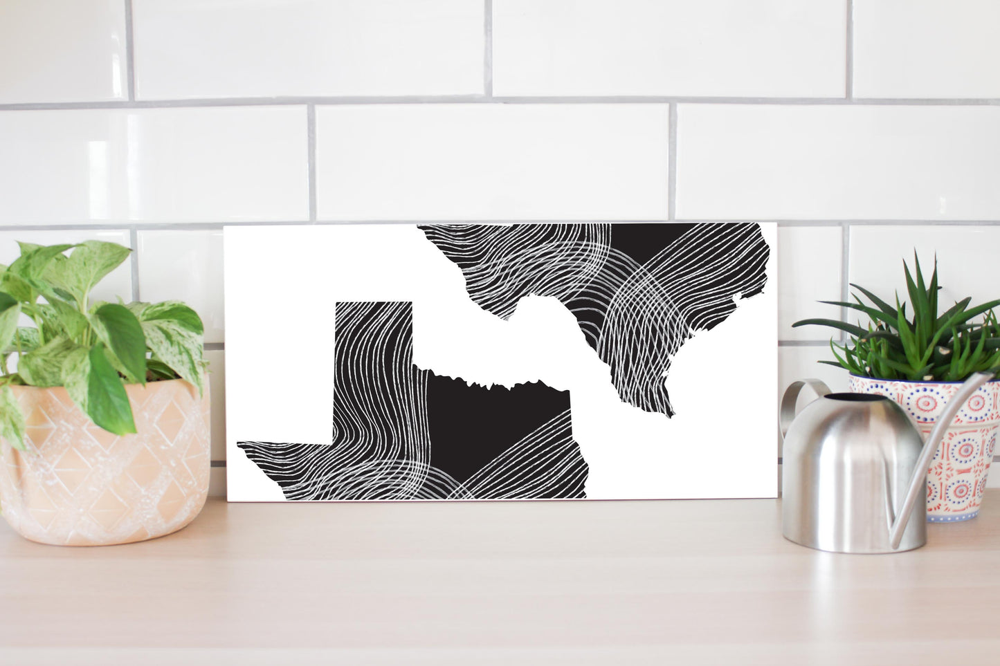 Modern Texas State Shape With Fluid Lines | Wood Sign | Eaches | Min 2