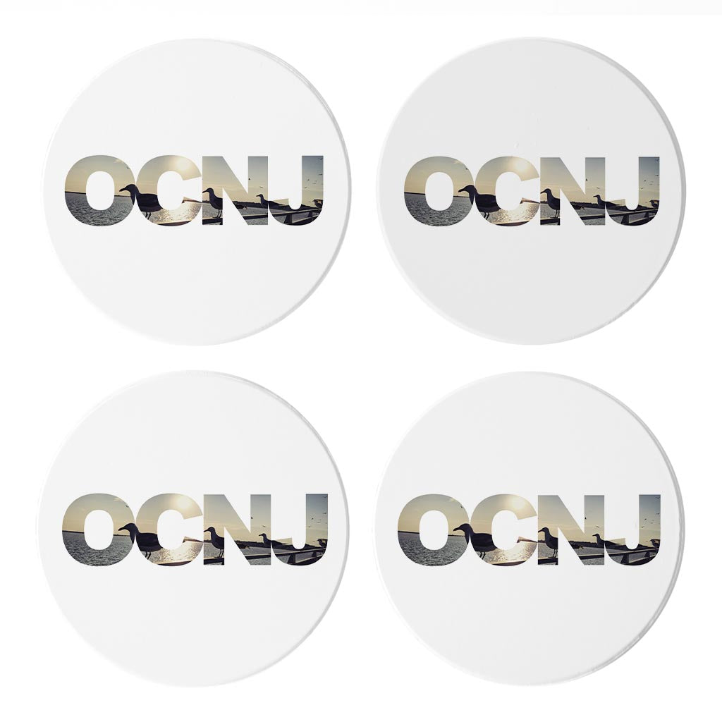 OCNJ Photo With Text | Absorbent Coasters | Set of 4 | Min 2