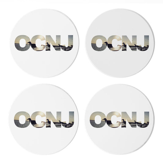 OCNJ Photo With Text | Absorbent Coasters | Set of 4 | Min 2