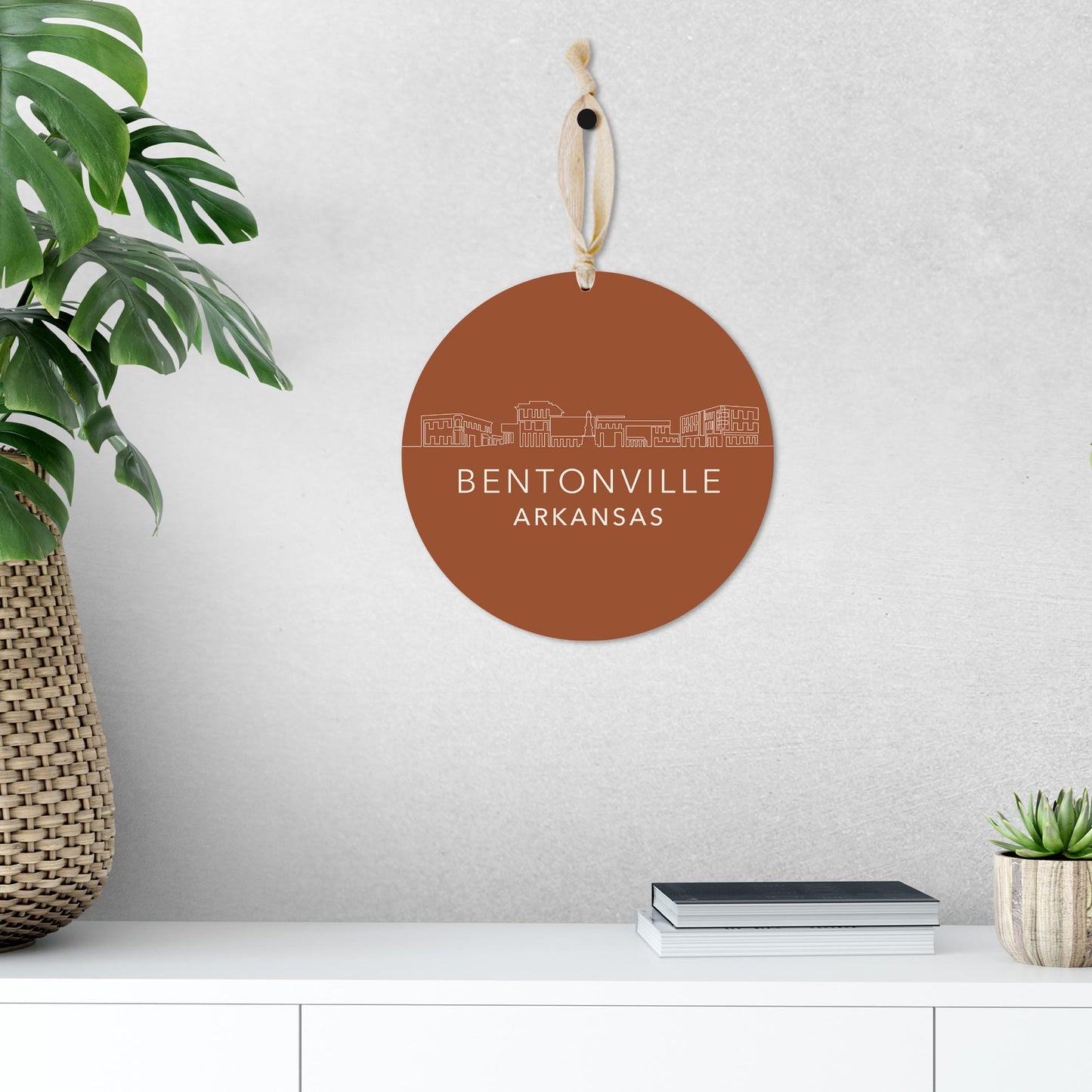 Modern Minimalist Arkansas Bentonville Skyline | Wood Ornament | Eaches | Min 1