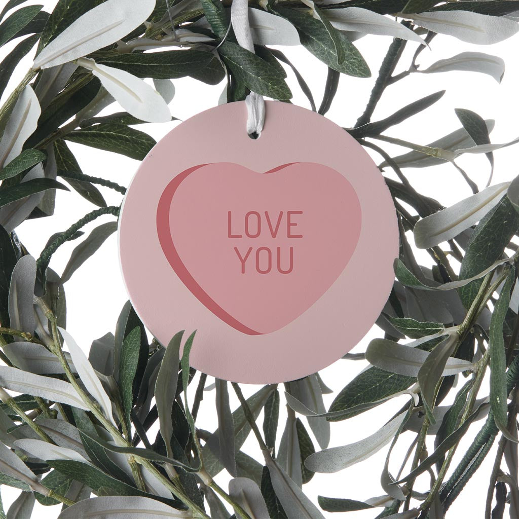 Message Hearts Love You | Wood Ornament | Eaches | Min 6