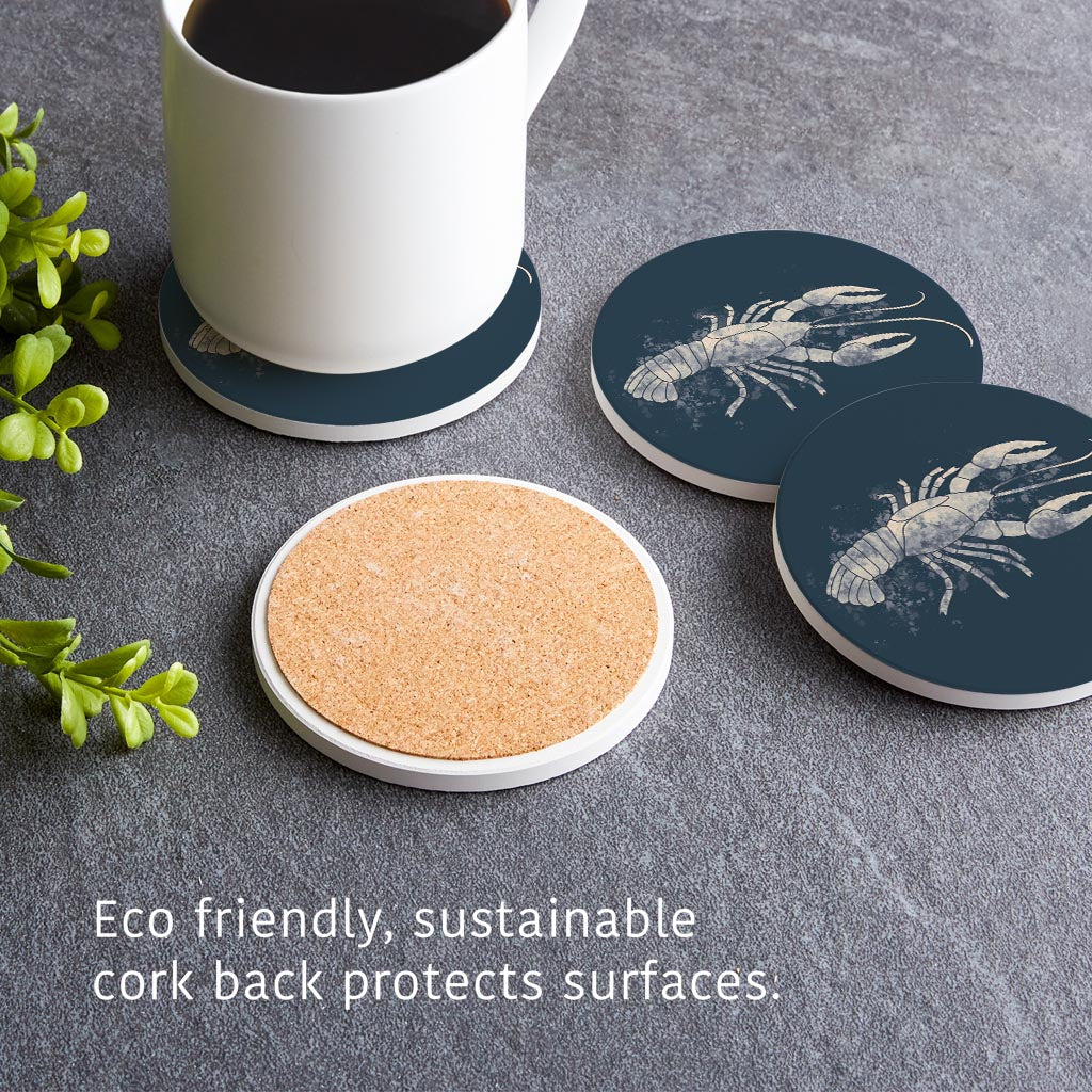 Modern Minimalist Louisiana Crawfish Water Color | Absorbent Coasters | Set of 4 | Min 2