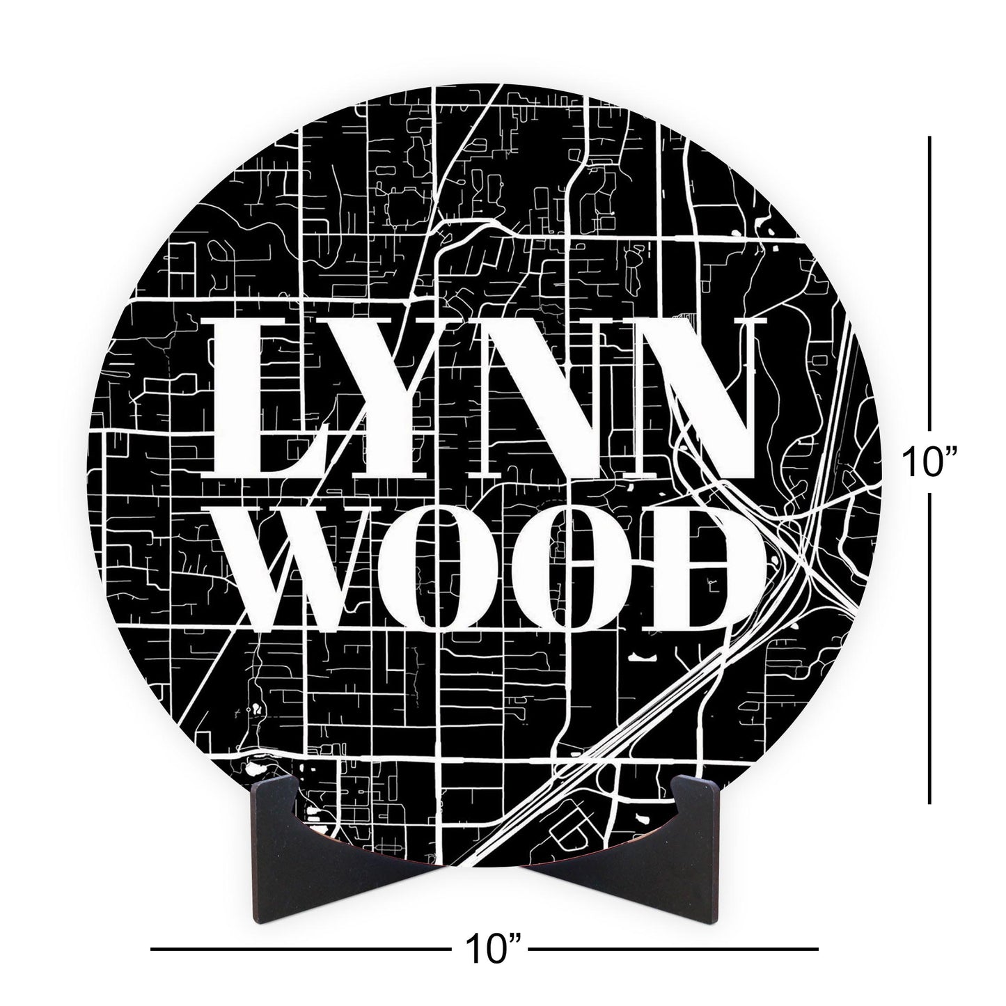 Minimalistic B&W Washington Lynnwood Map | Wood Sign | Eaches | Min 1