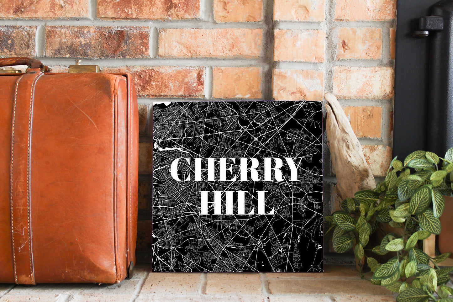 Minimalistic B&W New Jersey Cherry Hill Map | Wood Sign | Eaches | Min 2