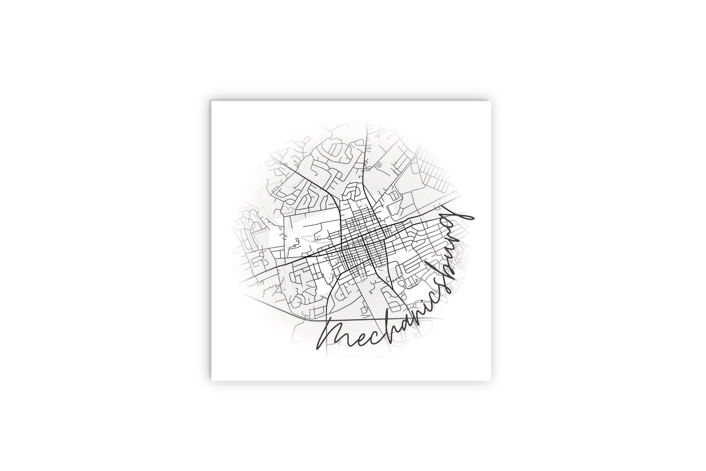 Minimalistic B&W Pennsylvania Mechanicsburg Circle Map | Wood Sign | Eaches | Min 2