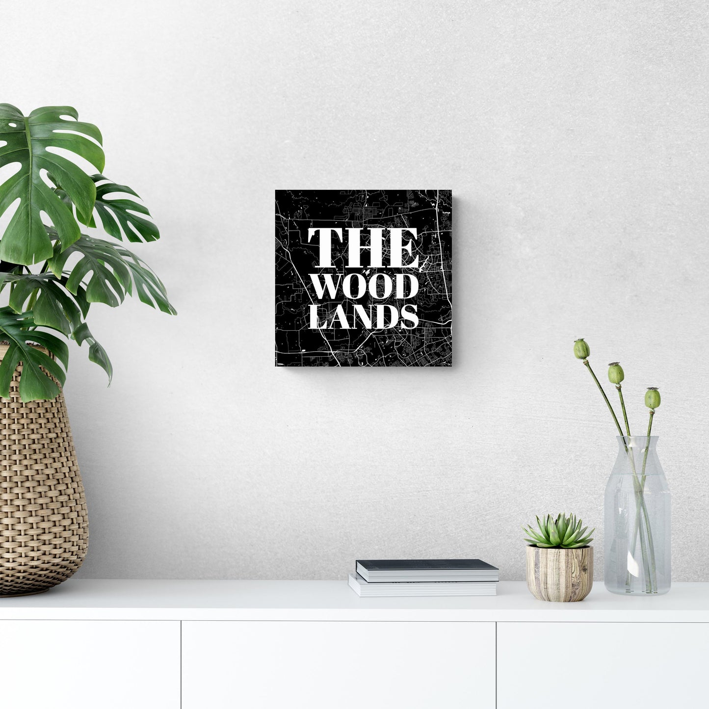 Minimalistic B&W Texas The Woodlands Map | Wood Sign | Eaches | Min 2