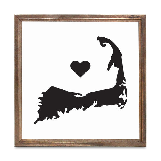 Minimalistic B&W Cape Cod With Heart | Wood Sign | Eaches | Min 1