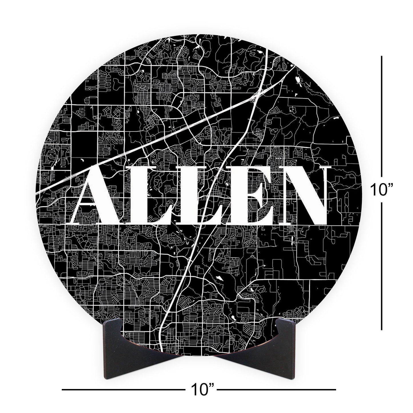 Minimalistic B&W Texas Allen Map | Wood Sign | Eaches | Min 1