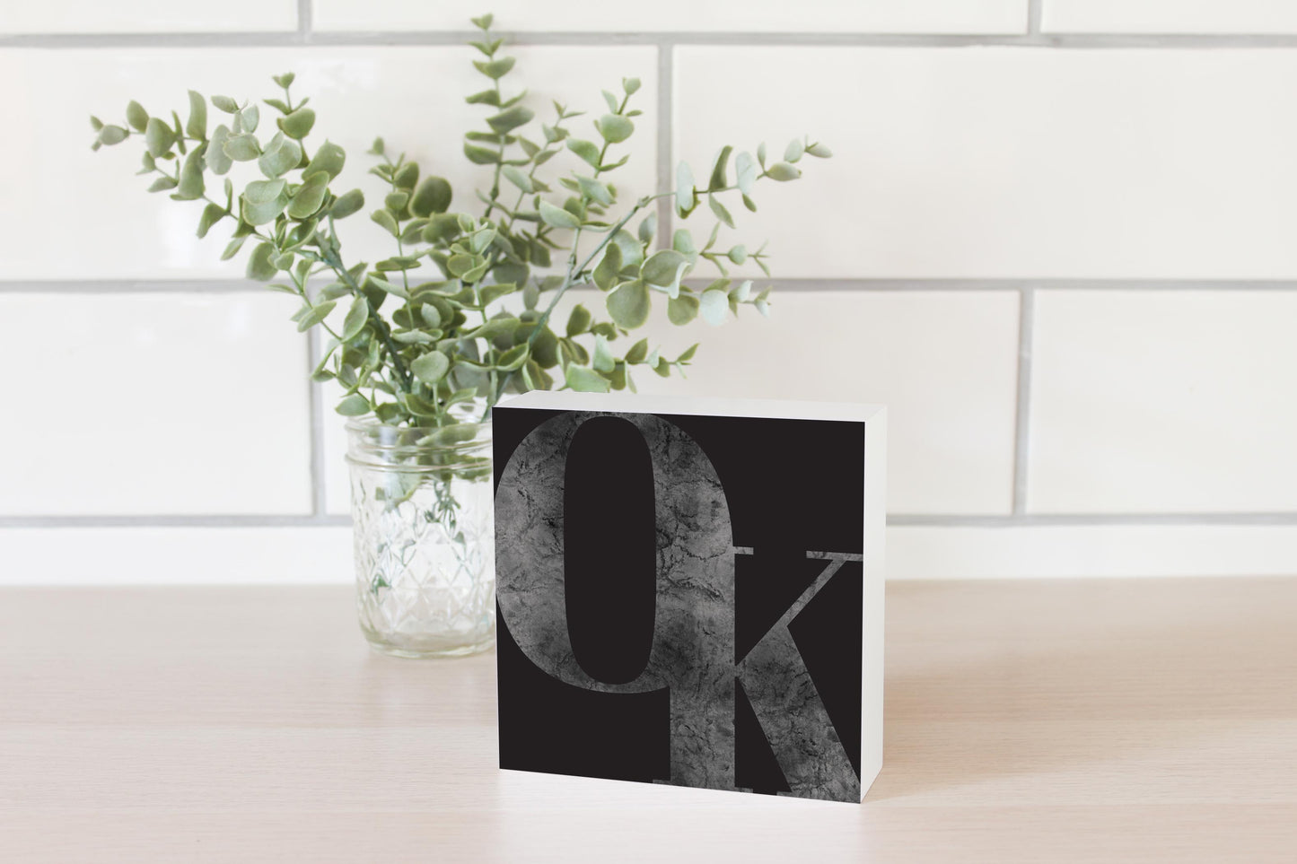 Modern Black Oklahoma Initials | Wood Block | Eaches | Min 4