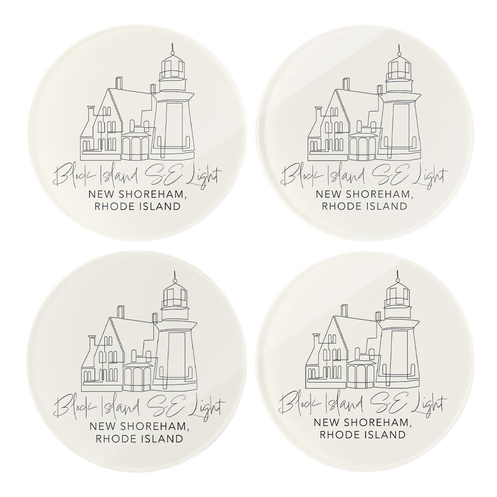 Block Island Se Light | Hi-Def Glass Coasters | Set of 4 | Min 2