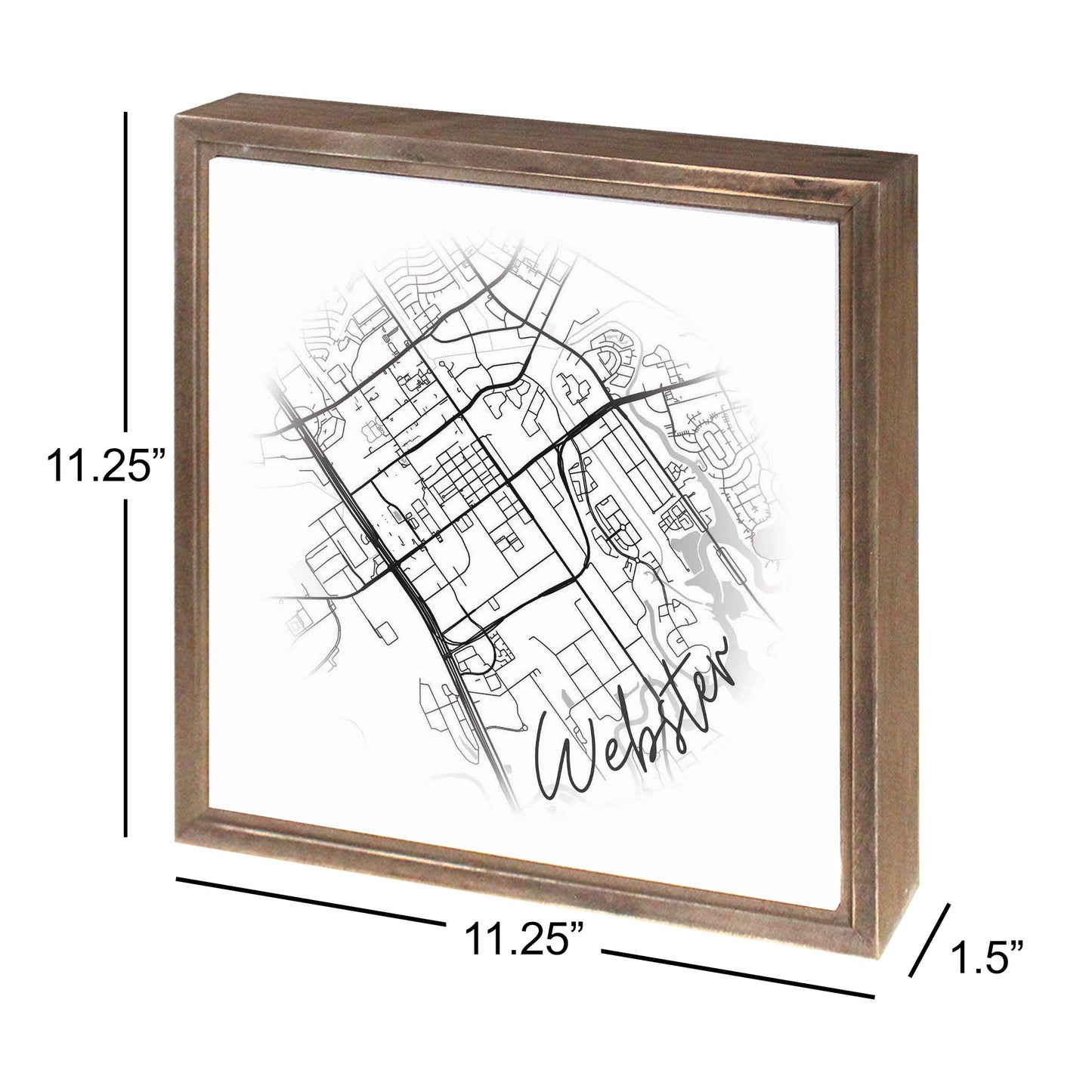 Minimalistic B&W Texas Webster Circle Map | Wood Sign | Eaches | Min 1