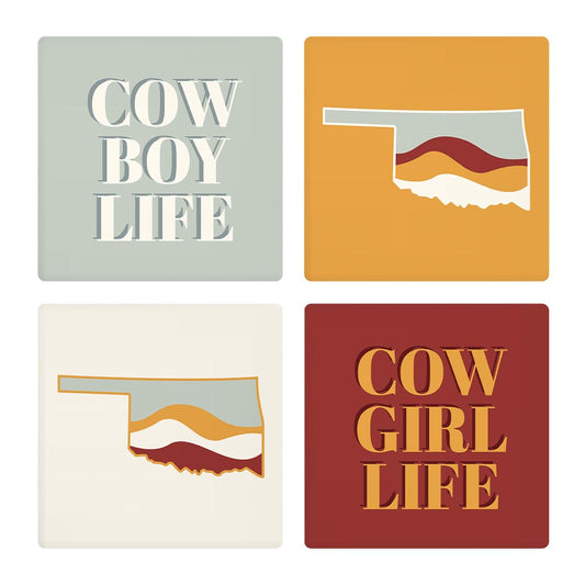 Modern Minimalist Oklahoma Set | Absorbent Coasters | Set of 4 | Min 2