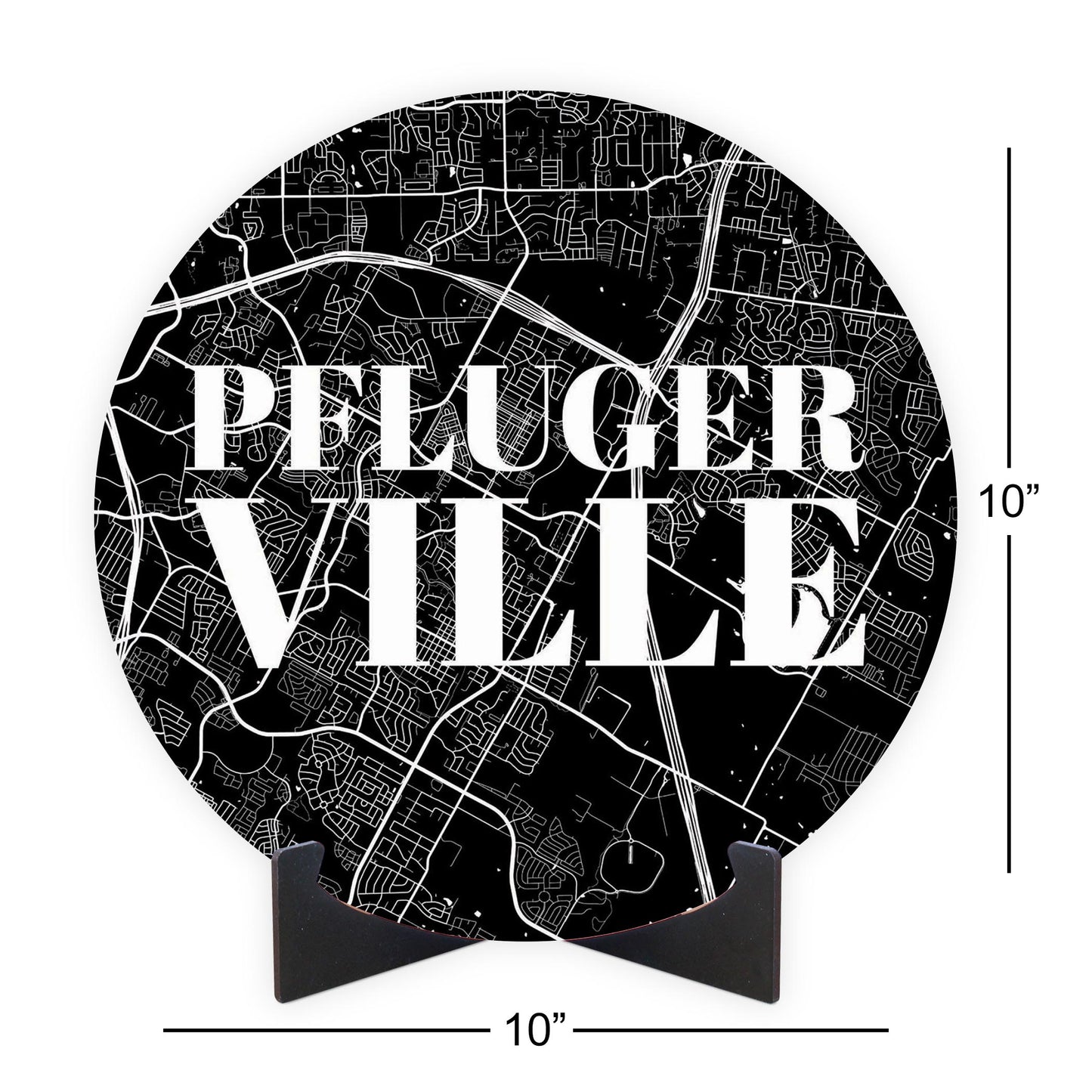 Minimalistic B&W Texas Pflugerville Map | Wood Sign | Eaches | Min 1