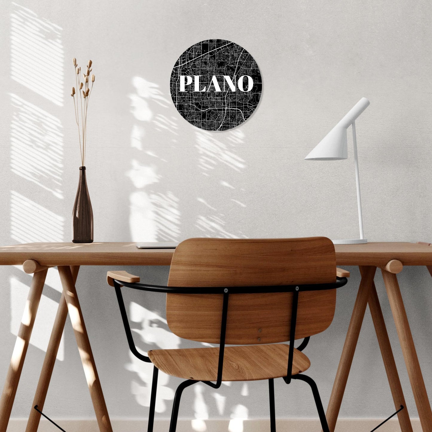 Minimalistic B&W Texas Plano Map | Wood Sign | Eaches | Min 1