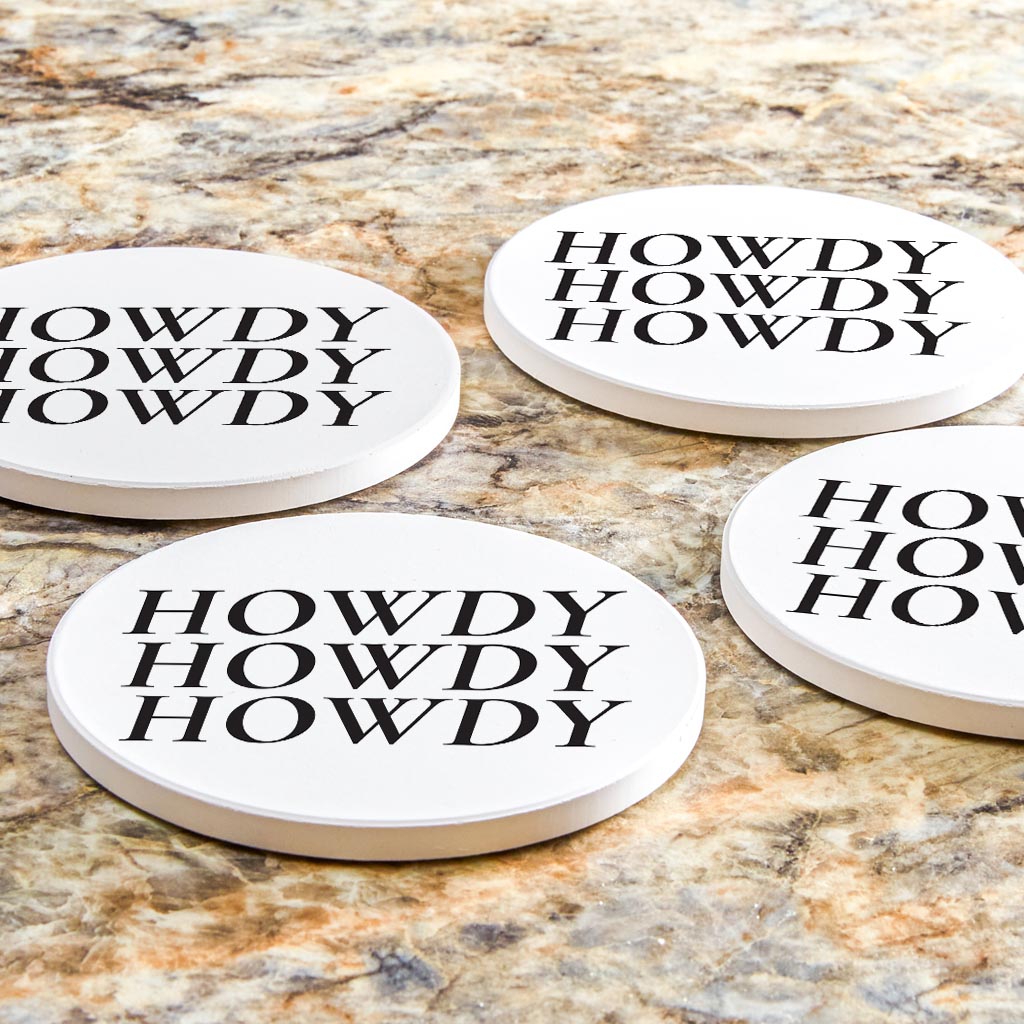 Minimalistic B&W Texas Howdy| Absorbent Coasters | Set of 4 | Min 2