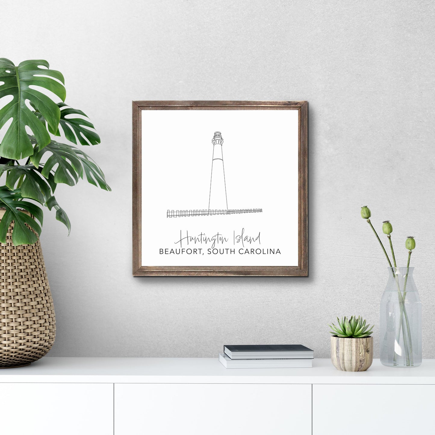 Huntington Island Lighthouse | Wood Sign | Eaches | Min 1