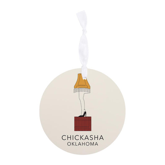 Modern Minimalist Oklahoma Colorful Chickasha Leg Lamp| Wood Ornament | Eaches | Min 6