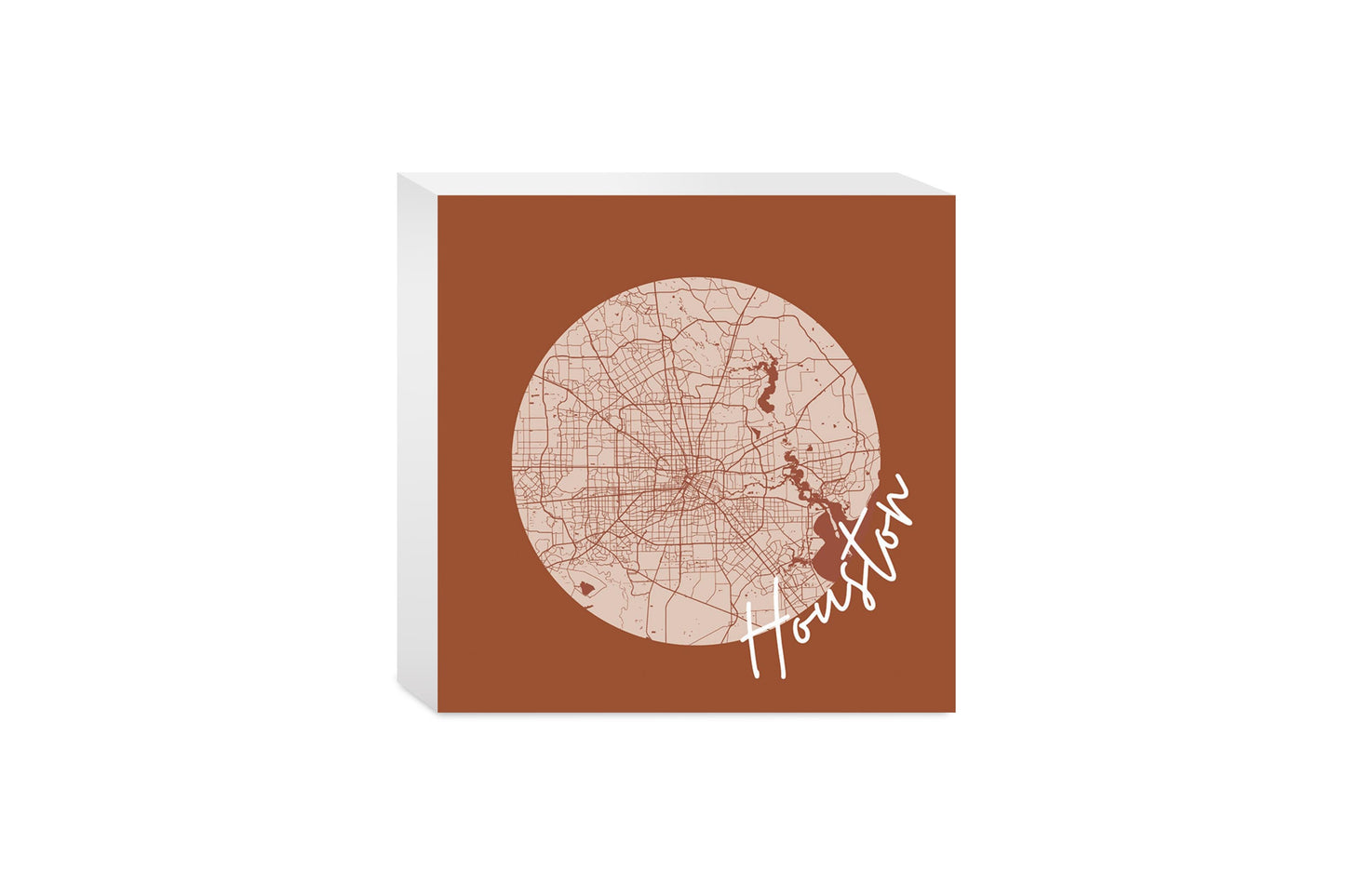 Modern Minimalist Houston Texas Map | Wood Block | Eaches | Min 4