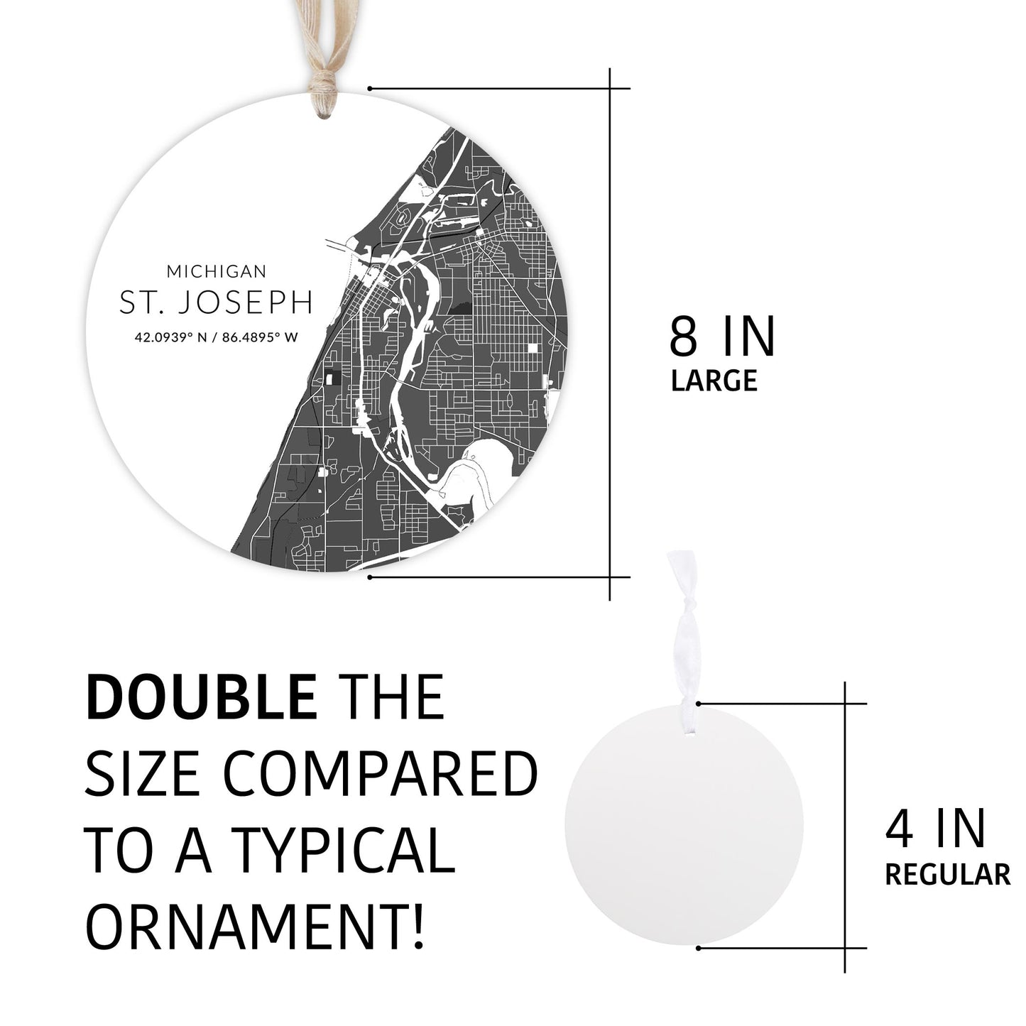 St Joseph Black And White Map | Wood Ornament | Eaches | Min 1