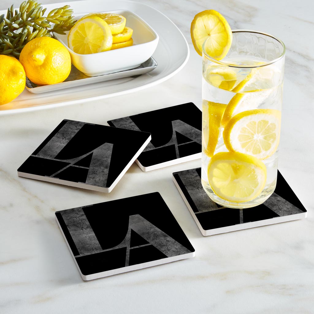 Modern Black Louisiana Initials | Absorbent Coasters | Set of 4 | Min 2