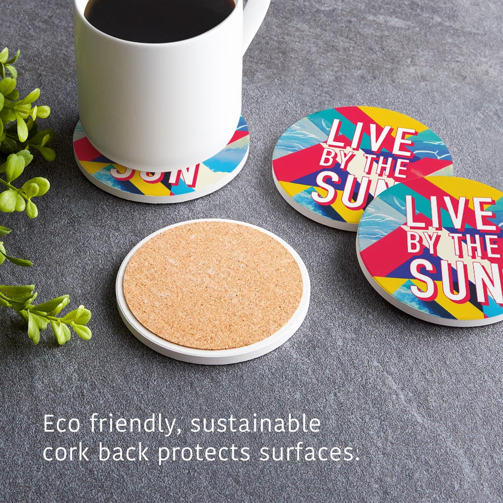 Live By The Sun | Absorbent Coasters | Set of 4 | Min 2