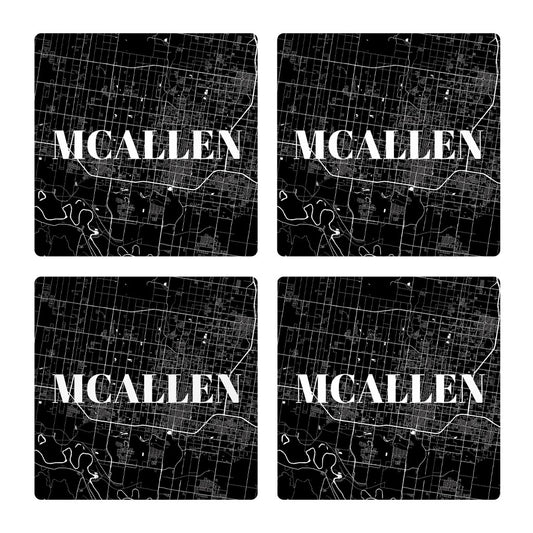 Minimalistic B&W Texas Mcallen Map| Absorbent Coasters | Set of 4 | Min 2