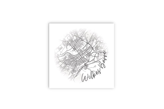 Minimalistic B&W Pennsylvania Wilkes Barre Circle Map | Wood Sign | Eaches | Min 2