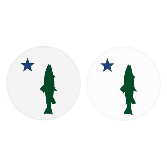 New England Star And Trout| Absorbent Car Coasters | Set of 2 | Min 4