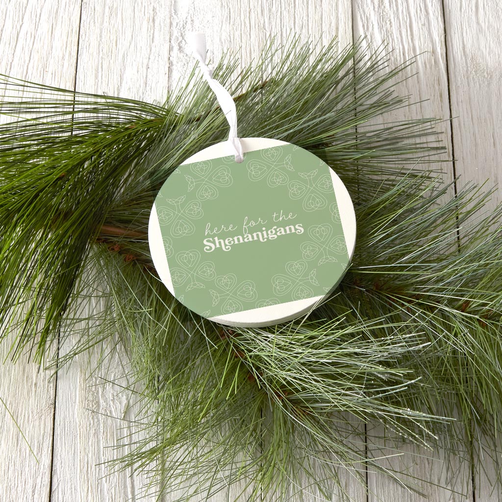 Sage Green Shamrock Here For The Shenanigans| Wood Ornament | Eaches | Min 6